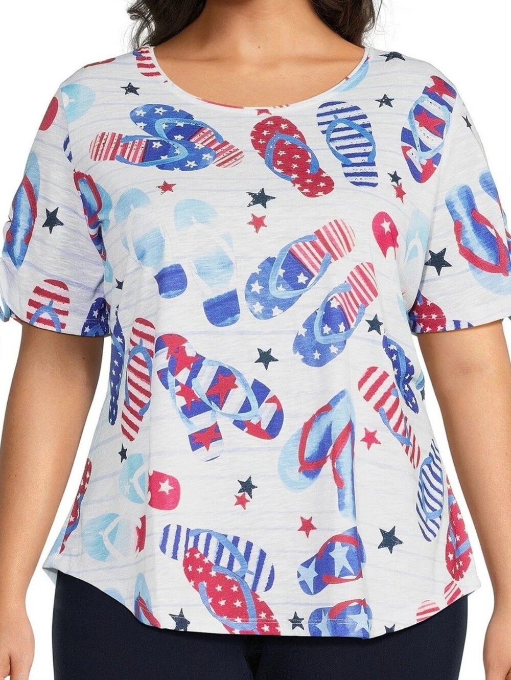 NWT Allison Daley Patriotic Flip Flops Tee Large Firm Price
